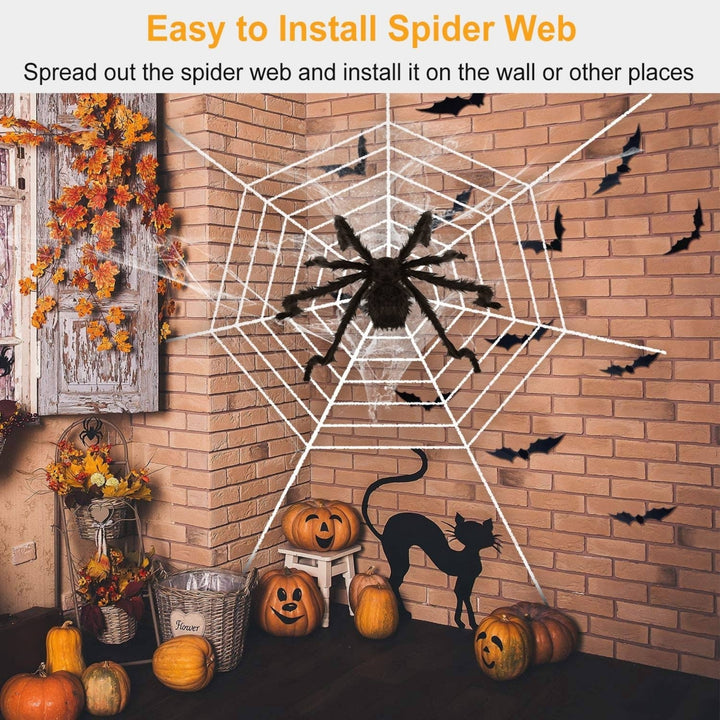 Giant 49 Inch Halloween Spider Decoration with Black Web for Outdoor Indoor Use Image 2