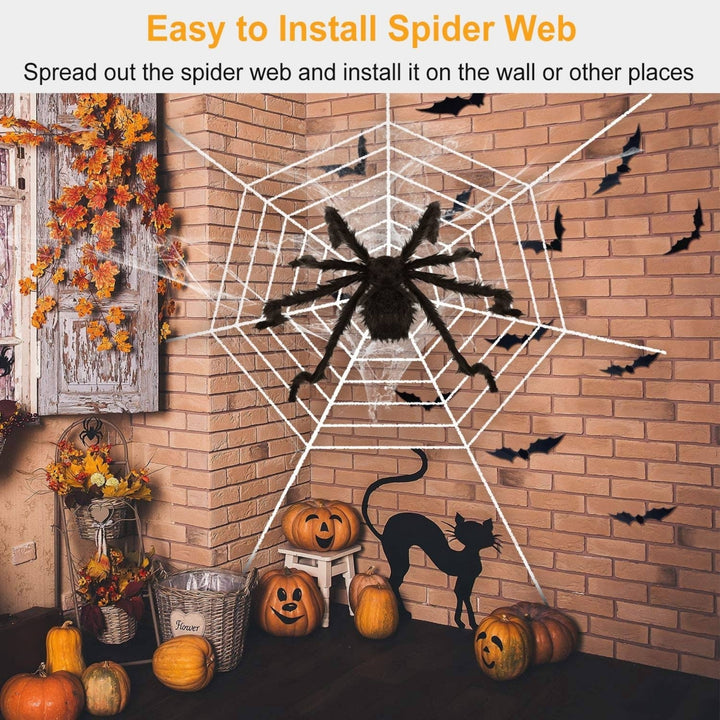 59inch Halloween Spider Decoration Black with 126inch Spider Web for Outdoors Image 4