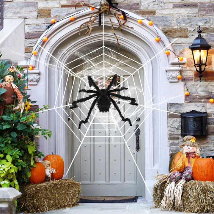 Giant 49 Inch Halloween Spider Decoration with Black Web for Outdoor Indoor Use Image 3