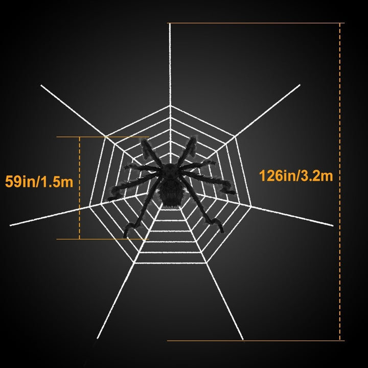 59inch Halloween Spider Decoration Black with 126inch Spider Web for Outdoors Image 5