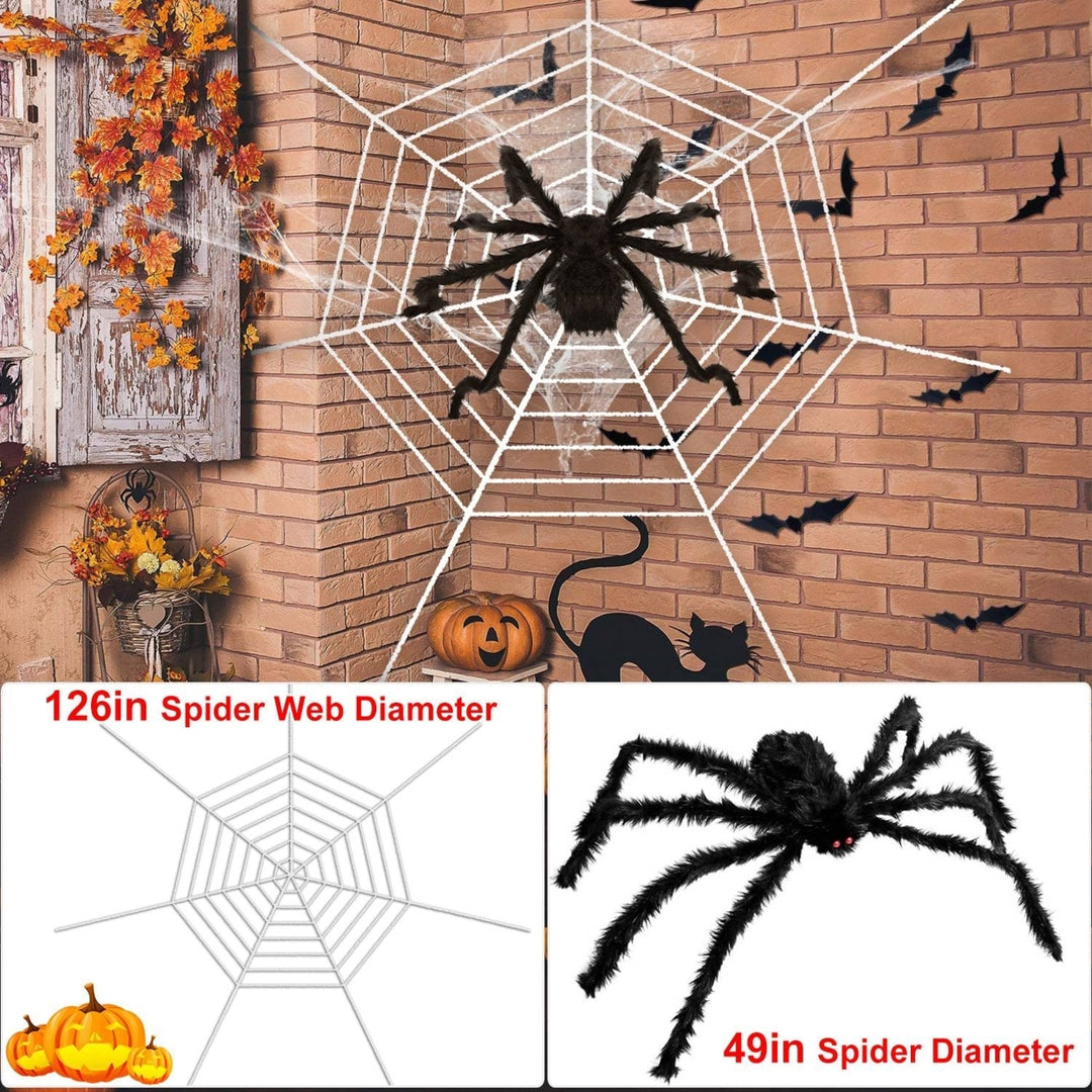 Giant 49 Inch Halloween Spider Decoration with Black Web for Outdoor Indoor Use Image 5