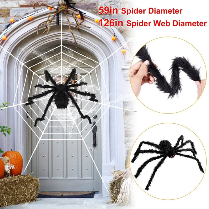 59inch Halloween Spider Decoration Black with 126inch Spider Web for Outdoors Image 7