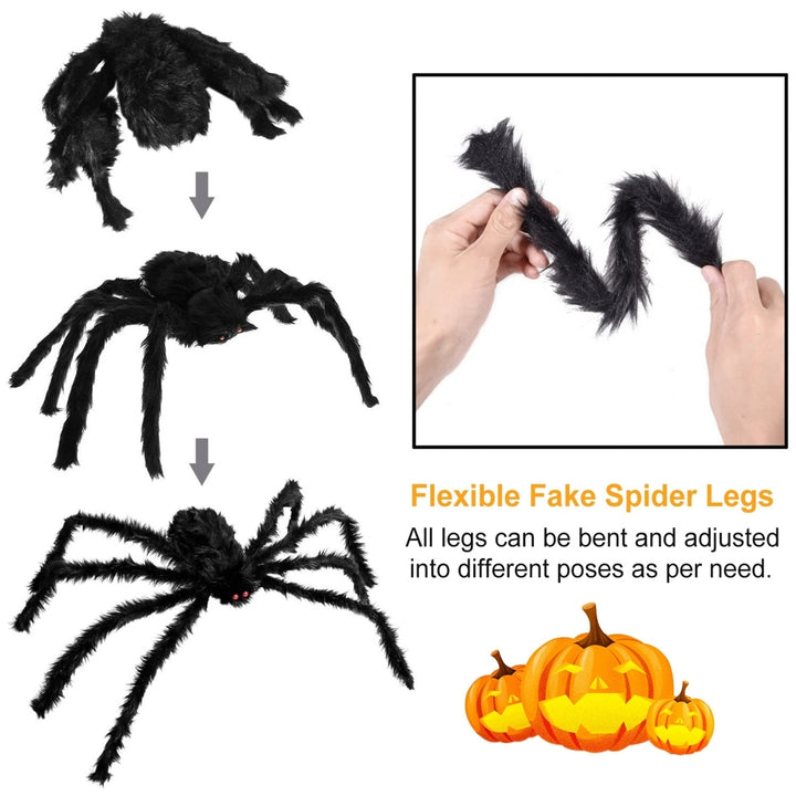 Giant 49 Inch Halloween Spider Decoration with Black Web for Outdoor Indoor Use Image 6