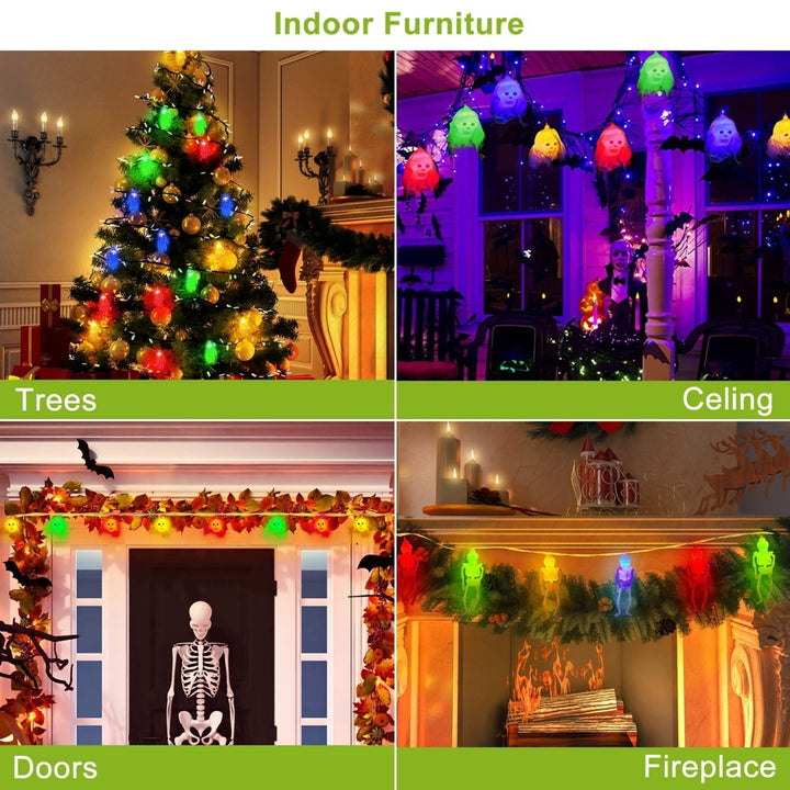 3Pcs Halloween String Lights 50 LEDs 24ft Colorful Waterproof Indoor Outdoor Image 3