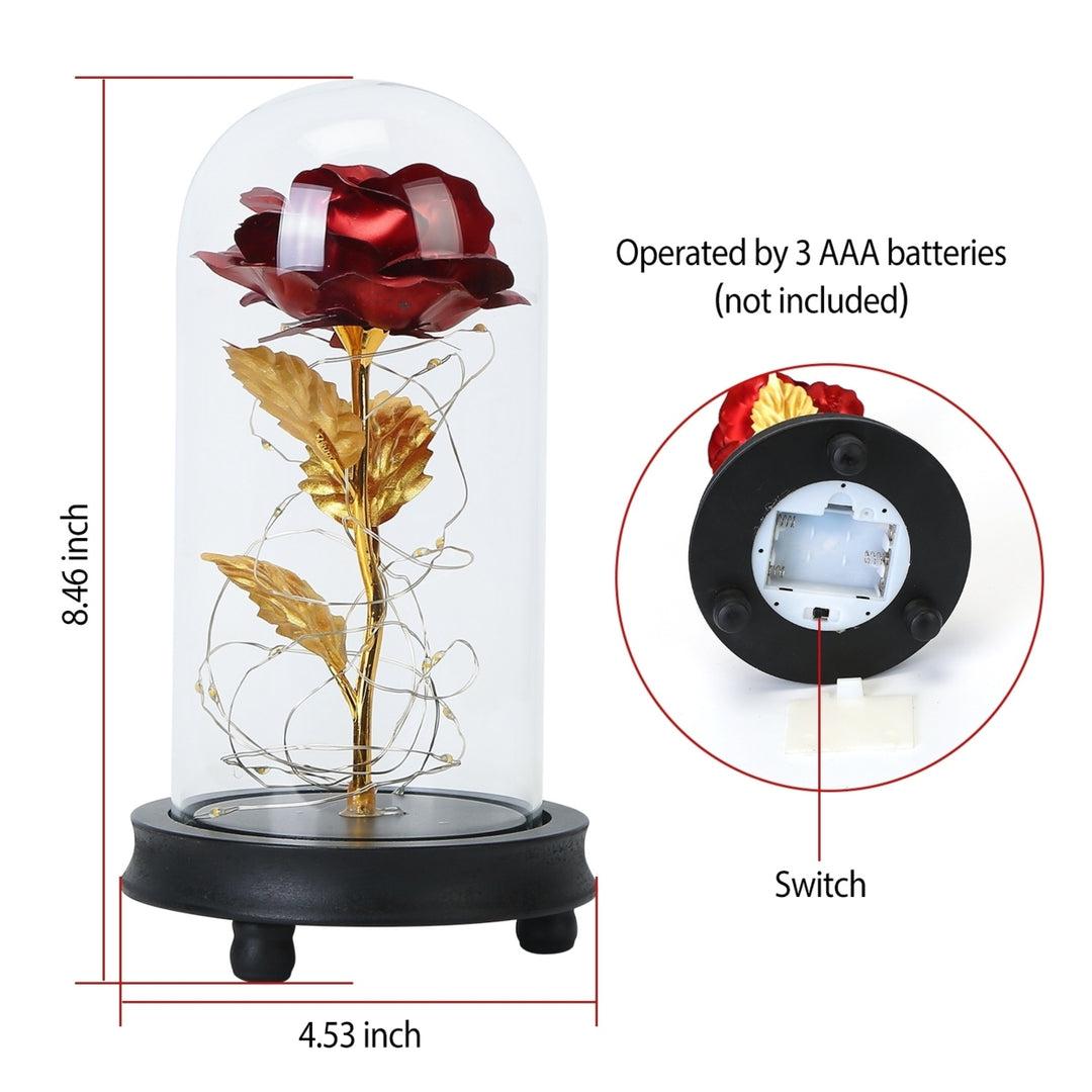 Foil Rose LED String Light Fairy Lamp Glass Dome Portable Battery Powered Red Gold Image 4