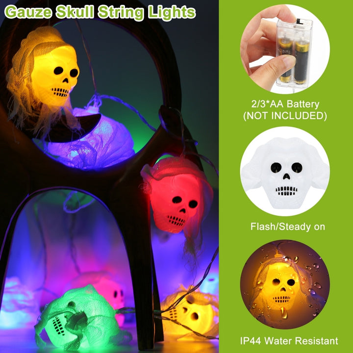 3Pcs Halloween String Lights 50 LEDs 24ft Colorful Waterproof Indoor Outdoor Image 4