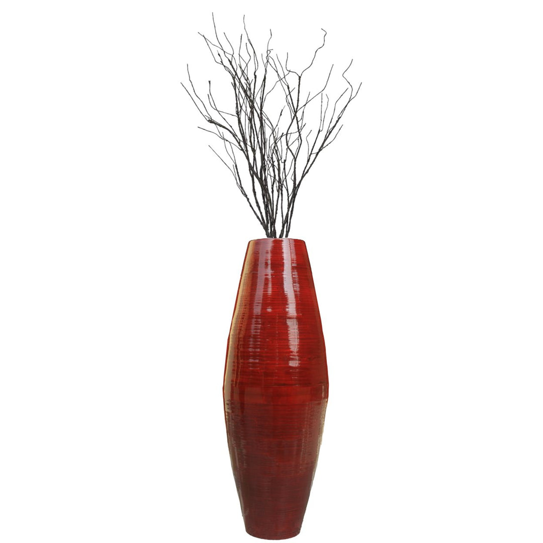 Uniquewise Bamboo Cylinder Shaped Floor Vase  - Handcrafted Tall Decorative Vase - Ideal for Dining Room, Living Room, Image 1