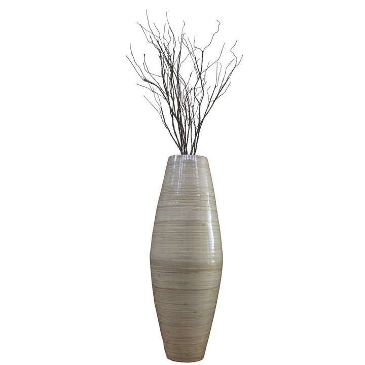 Uniquewise Bamboo Cylinder Shaped Floor Vase - Handcrafted Tall Decorative Vase - Ideal for Dining Room, Living Room, Image 8