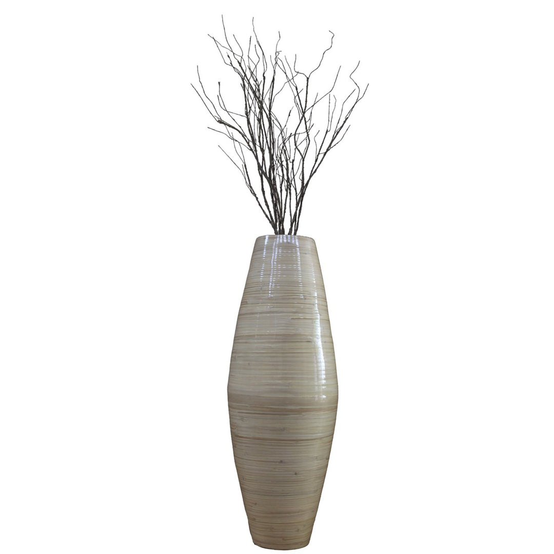 Uniquewise Bamboo Cylinder Shaped Floor Vase - Handcrafted Tall Decorative Vase - Ideal for Dining Room, Living Room, Image 1