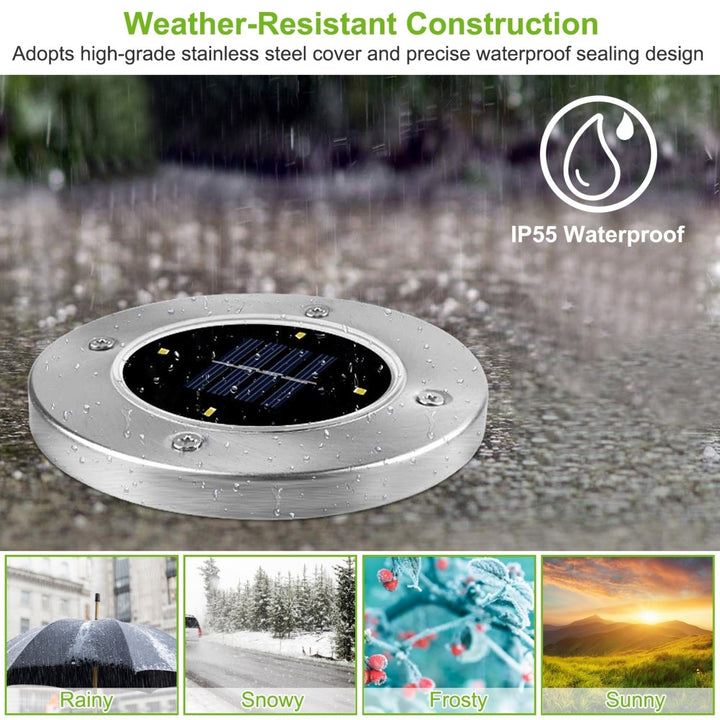 4pcs Solar Ground Lights Waterproof Outdoor In-Ground Path Deck Lawn Light Image 5