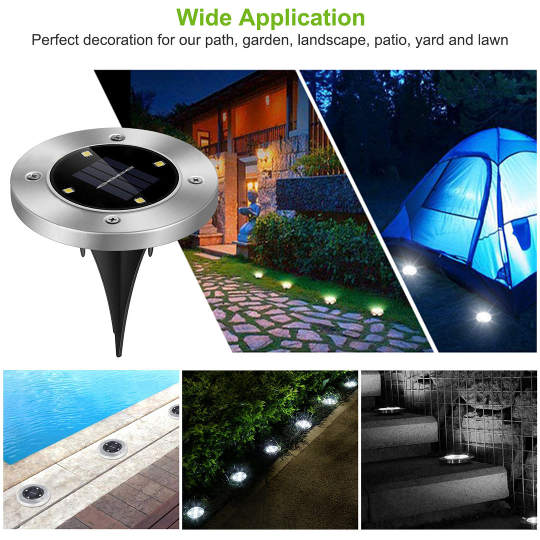 4pcs Solar Ground Lights Waterproof Outdoor In-Ground Path Deck Lawn Light Image 7