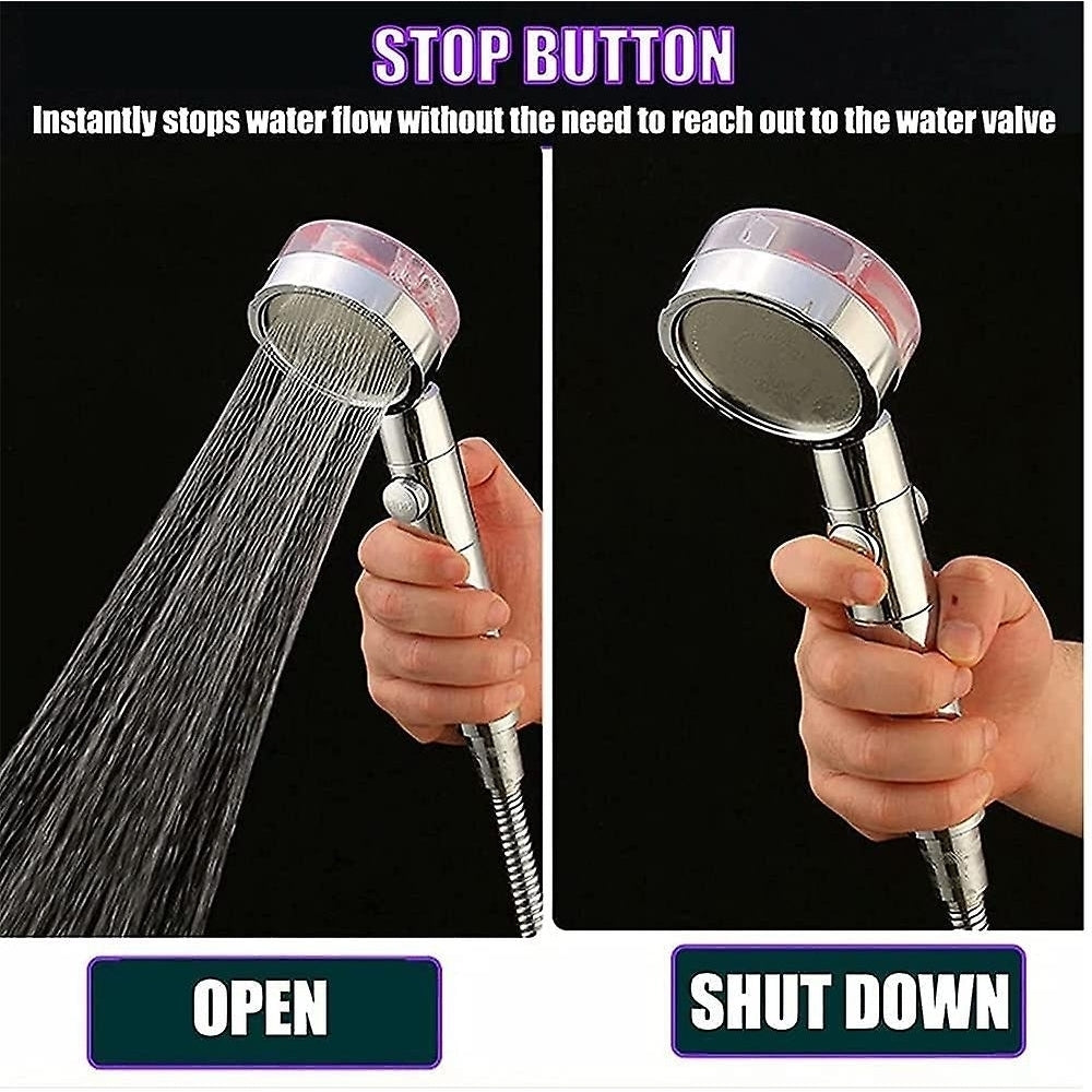 Power Shower Head Rotating Turbocharged Propeller Shower Head High Pressure Spray Image 5