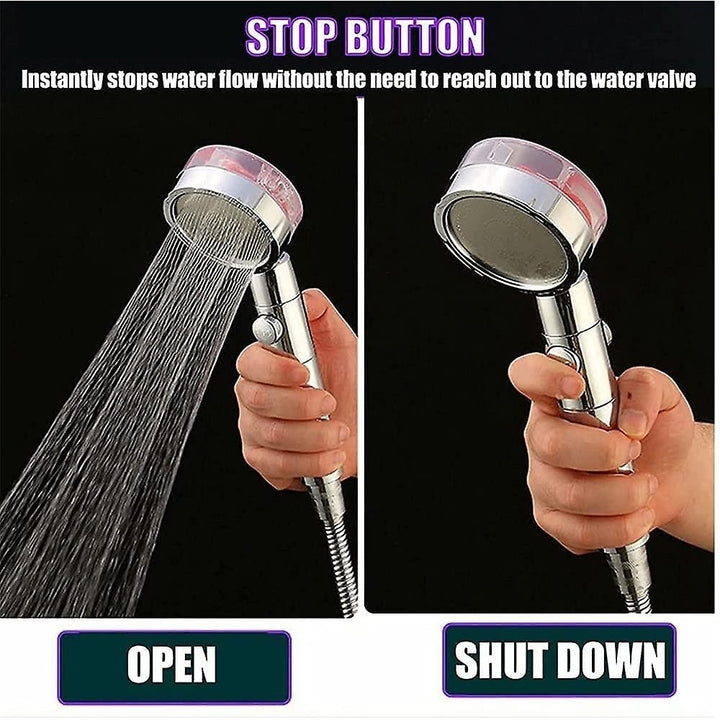 Power Shower Head Rotating Turbocharged Propeller Shower Head High Pressure Spray Image 5