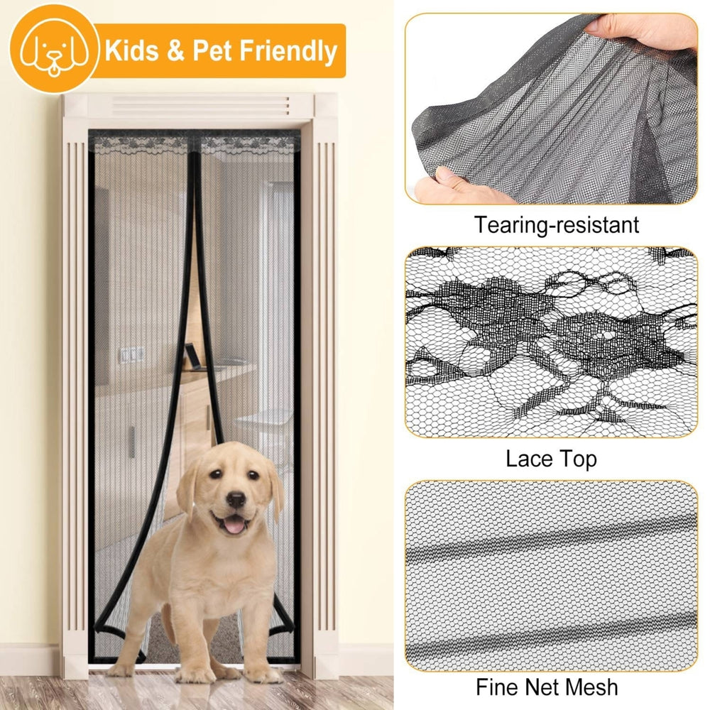 Magnetic Mesh Curtain 39x82 Inch Black Heavy Duty Door Screen for Insect Protection Image 2