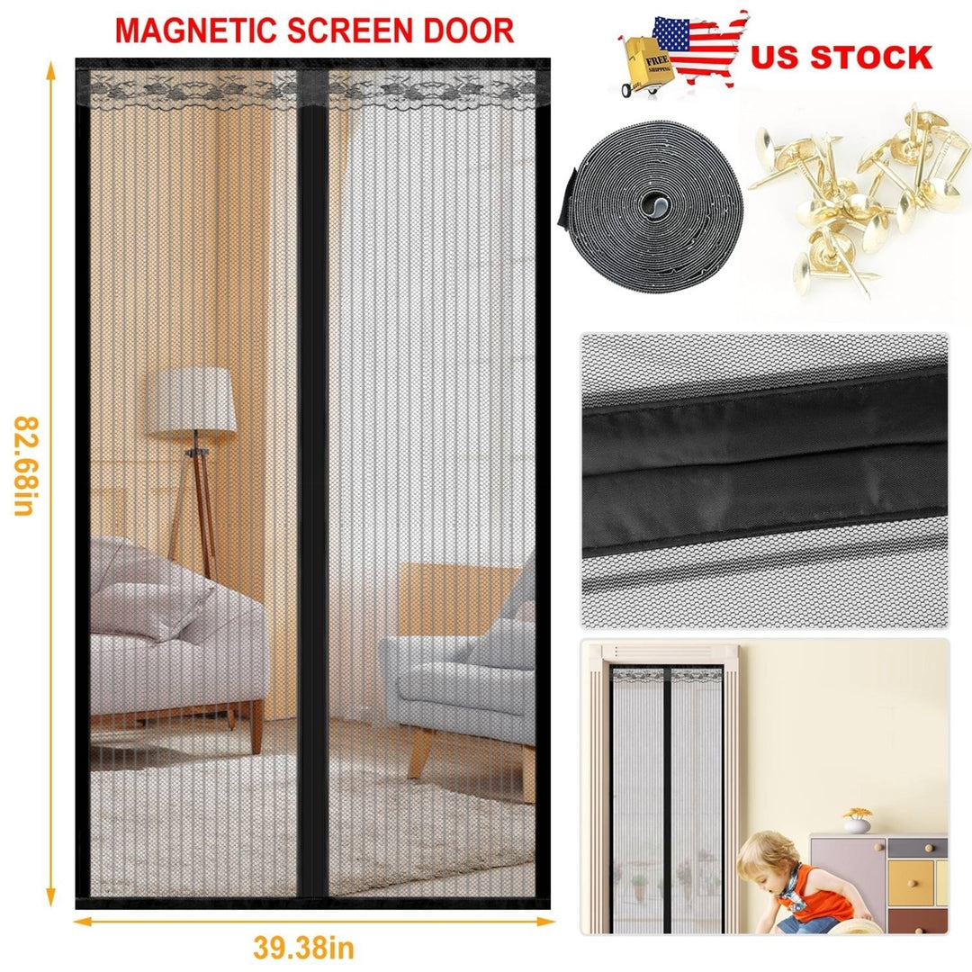 Magnetic Mesh Curtain 39x82 Inch Black Heavy Duty Door Screen for Insect Protection Image 3