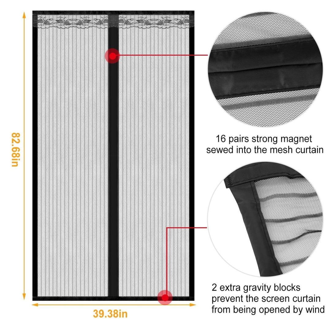 Magnetic Mesh Curtain 39x82 Inch Black Heavy Duty Door Screen for Insect Protection Image 6