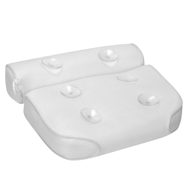 Bathtub Pillow 3D Mesh White Ergonomic Spa Pillow 6 Suction Cups Quick Dry Image 6