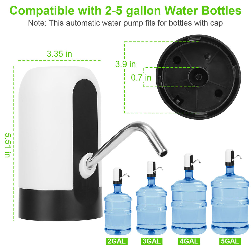 Electric Water Bottle Dispenser Automatic Rechargeable White Portable USB 5 Gal Image 2