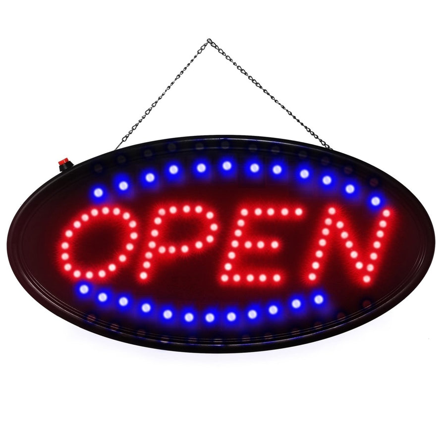 Ultra Bright LED Neon Open Sign Red Blue 48x24cm Flashing Lighting Store Sign Image 1