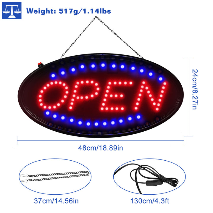 Ultra Bright LED Neon Open Sign Red Blue 48x24cm Flashing Lighting Store Sign Image 5