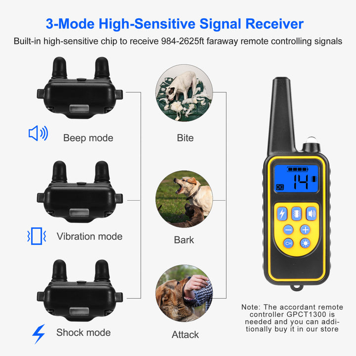 GPCT1300 Dog Training Collar Receiver IP67 Waterproof Adjustable 3 Modes Image 5