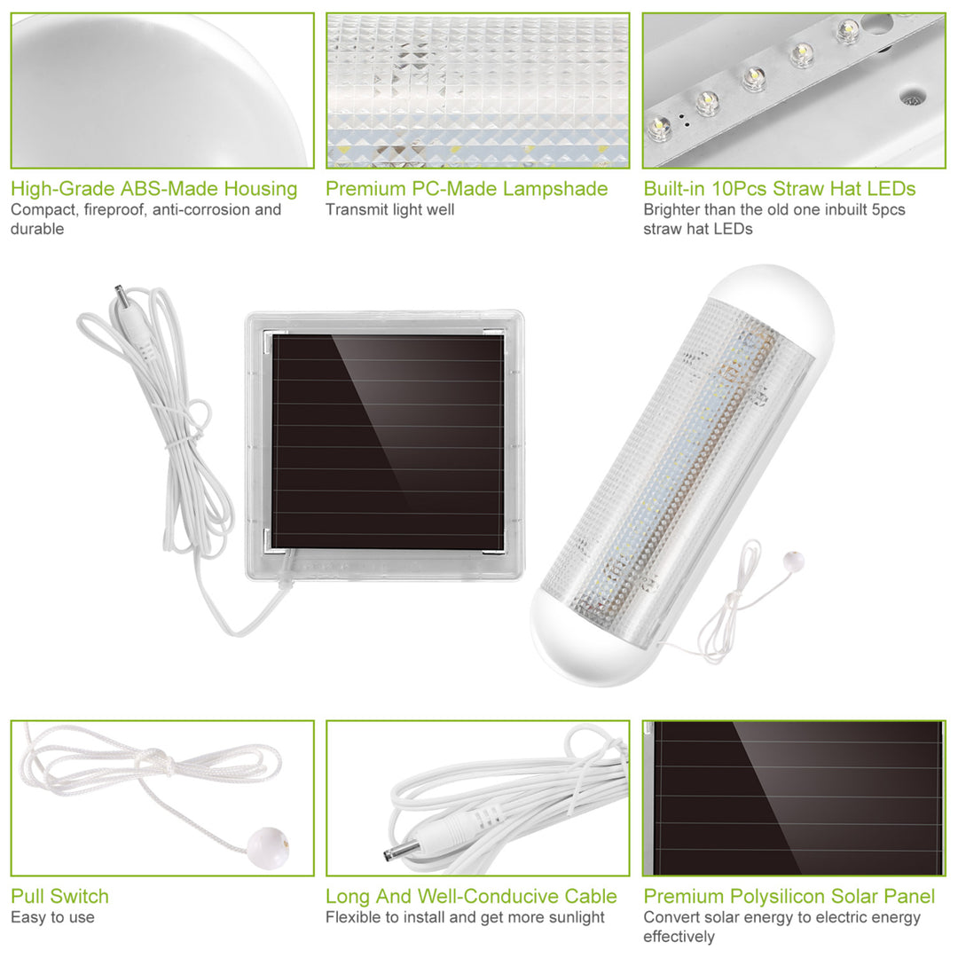 LED Solar Lights Solar Powered Security Light Kit with Pull Switch Waterproof Image 2