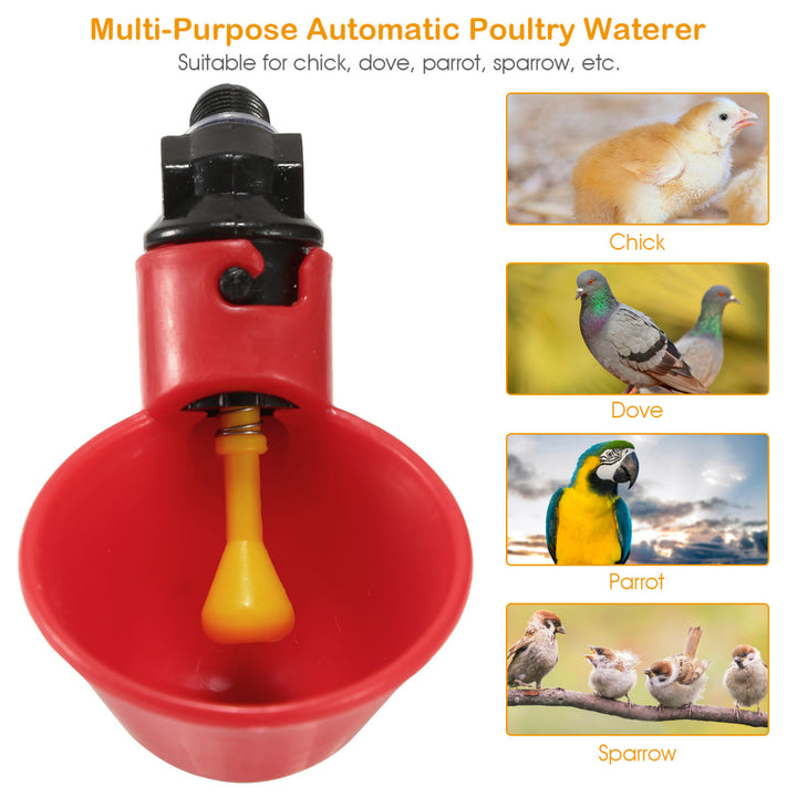 20 Pack Automatic Chicken Waterer Red ABS Drinker Cups for Poultry Image 6