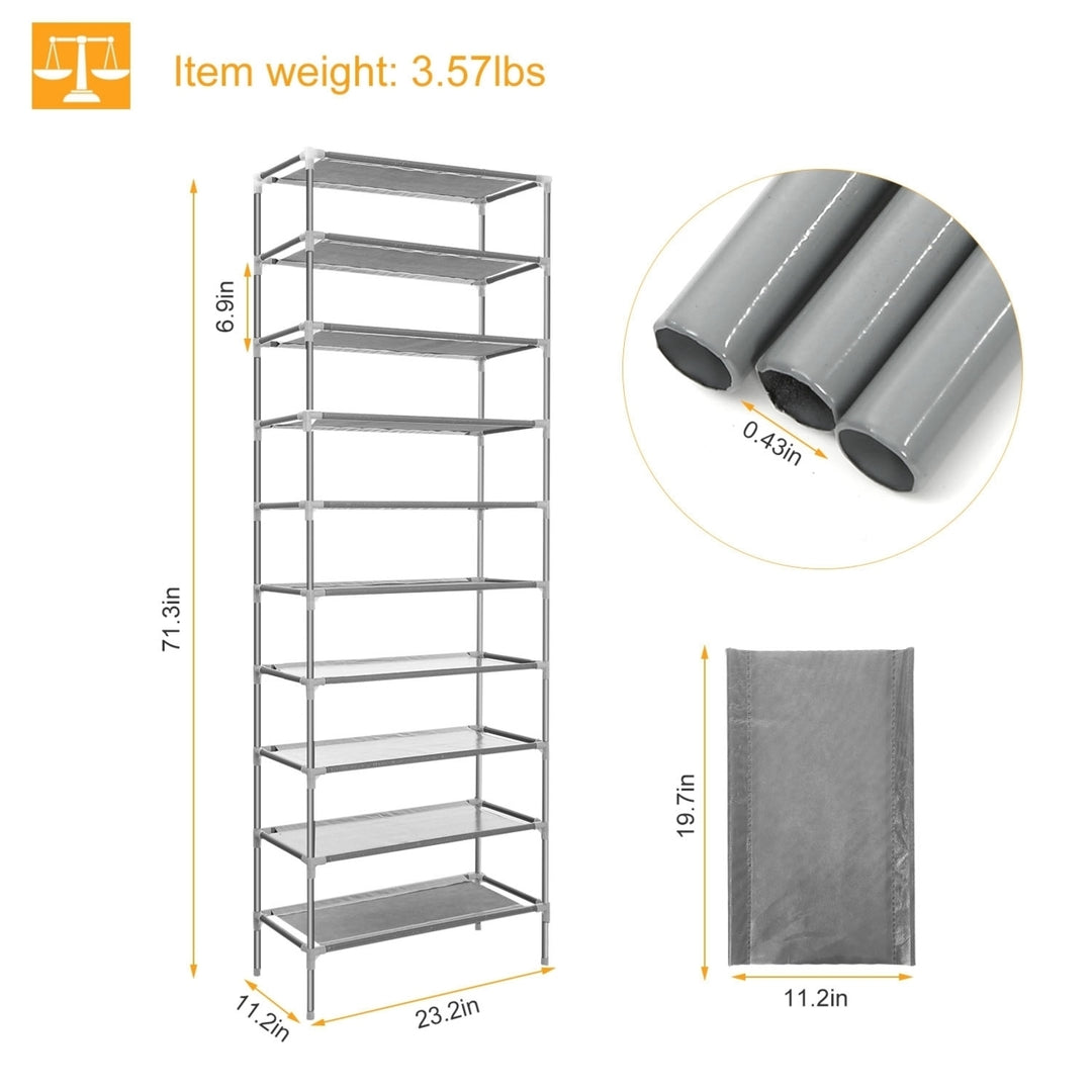 10 Tier Shoes Rack Organizer Gray 27 Pair Storage Adjustable Shoe Shelves Image 8