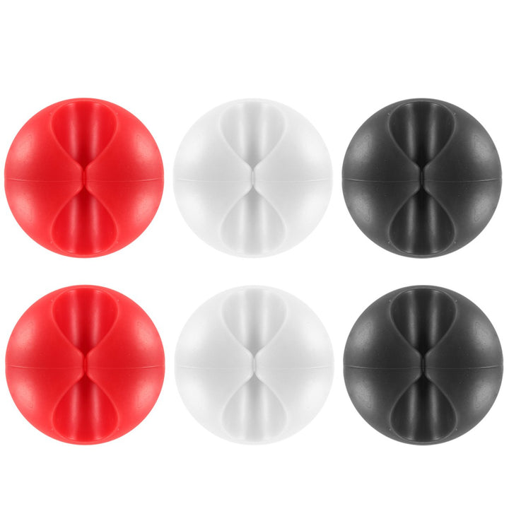 Cable Clips Wire Organizers 6 Pack Adhesive Cord Holders TPR Material Black Red White Image 1