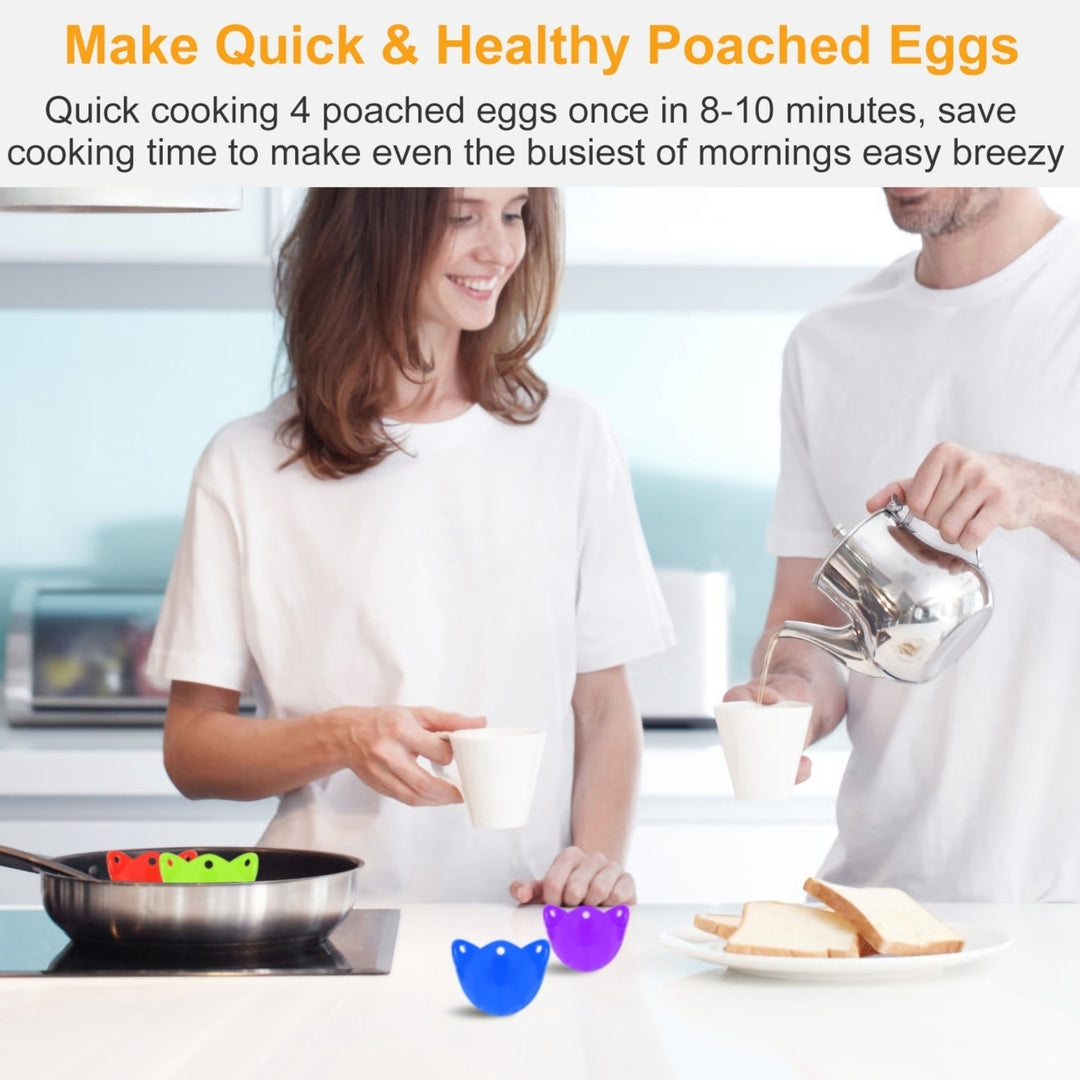 Silicone Egg Poachers 4 Pack BPA Free Non Stick Poached Egg Maker Kitchen Tool Image 5