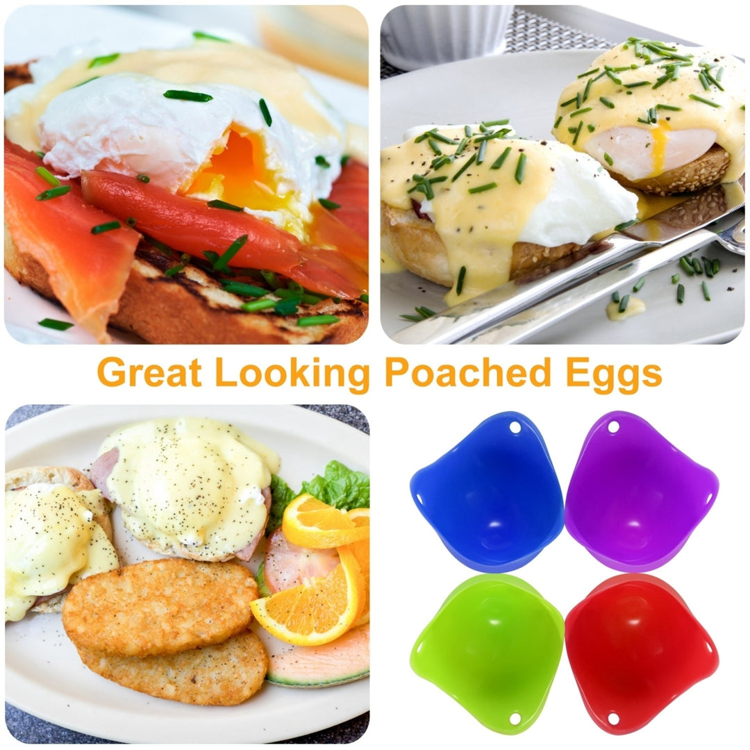 Silicone Egg Poachers 4 Pack BPA Free Non Stick Poached Egg Maker Kitchen Tool Image 7