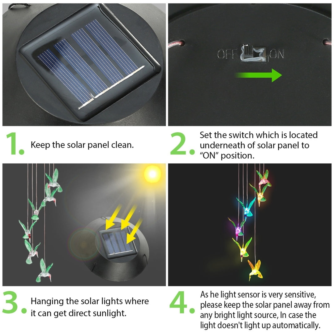 LED Solar Hummingbird Wind Chime Lights Color Changing IP65 Waterproof Garden Decor Image 9