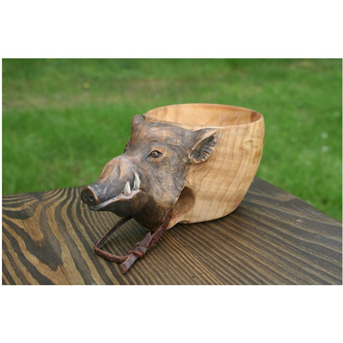 Hand Carved Wooden Mug Animals Head Image Cup For Travelers Outdoor Camping Image 9