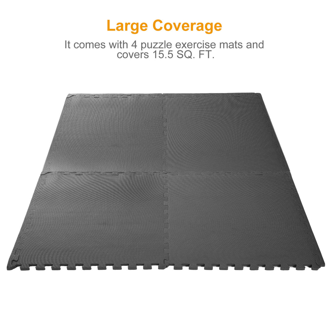 EVA Foam Puzzle Exercise Mat Interlocking Tiles Grey 4 Pack 15.5 SQ FT Image 4