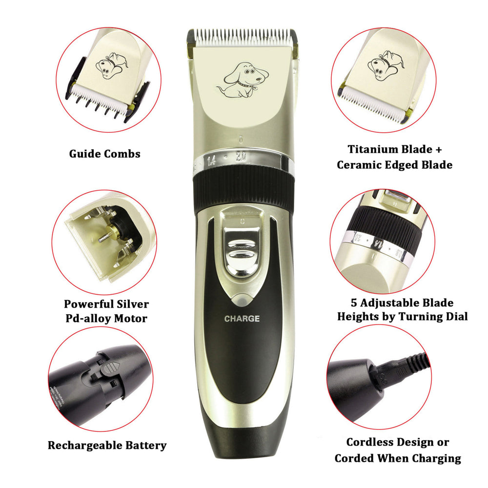 Rechargeable Cordless Electric Pet Hair Clipper Quiet Ceramic Blade 5 Heights Image 2