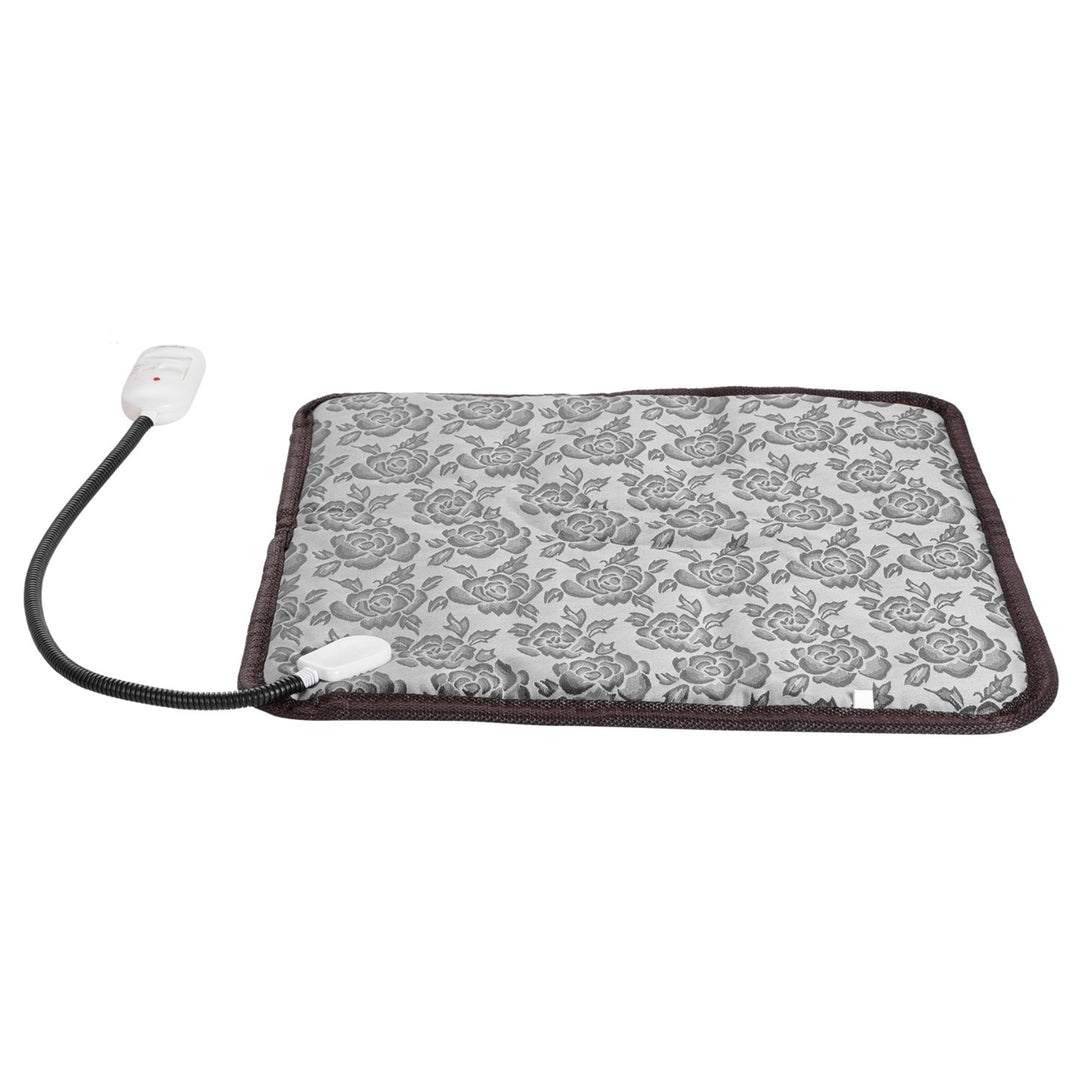 Pet Heating Pad Electric Waterproof 17.7x17.7 Adjustable Warming Blanket Gray Image 1