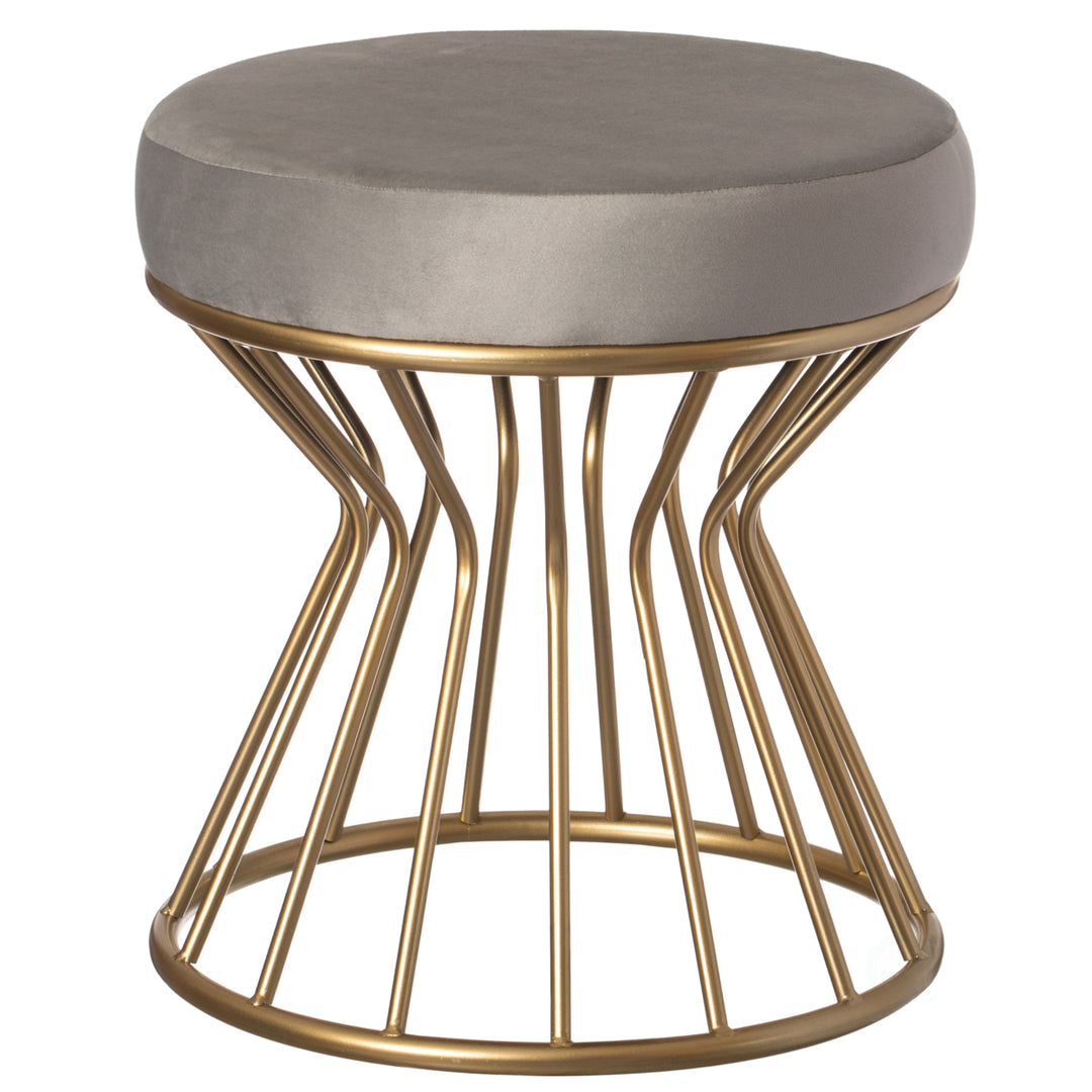 Modern Round Velvet Stool Gold Metal Base 17.75" Ottoman Compact Accent Furniture Image 2