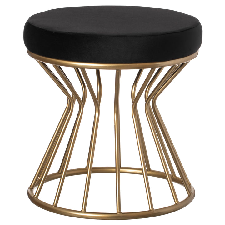 Modern Round Velvet Stool Gold Metal Base 17.75" Ottoman Compact Accent Furniture Image 9