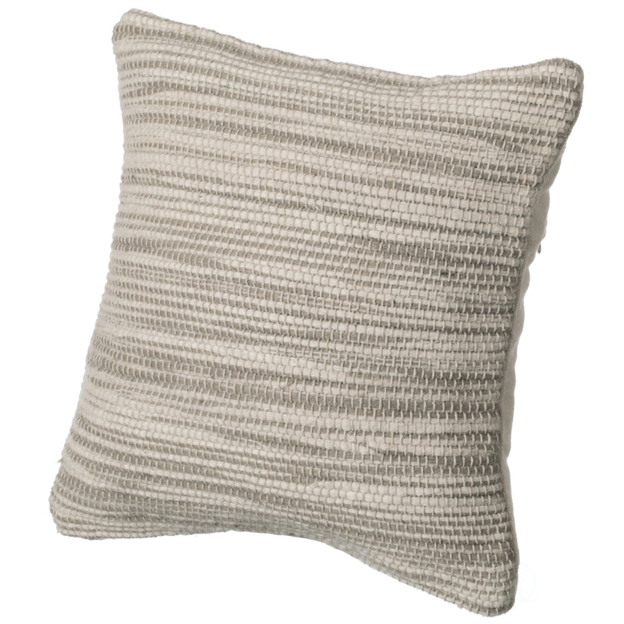 16" Handwoven Wool and Cotton Throw Pillow Cover with Woven Knit Texture Image 1