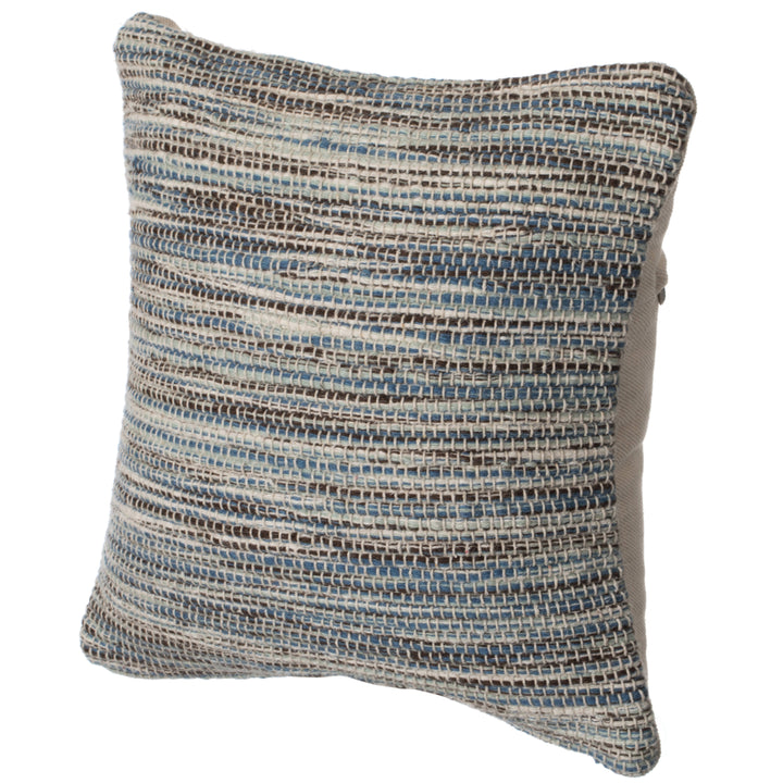 16" Handwoven Wool and Cotton Throw Pillow Cover with Woven Knit Texture Image 4