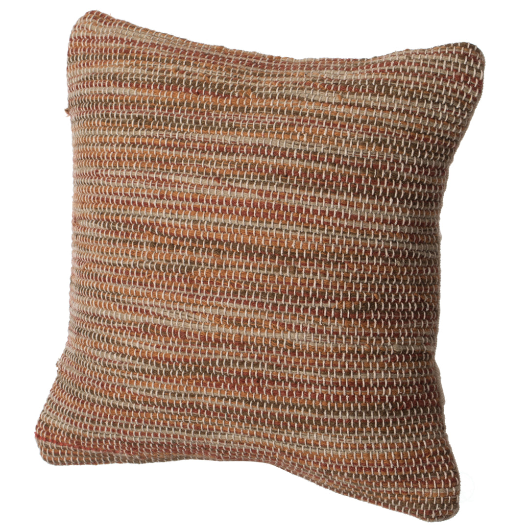 16" Handwoven Wool and Cotton Throw Pillow Cover with Woven Knit Texture Image 6