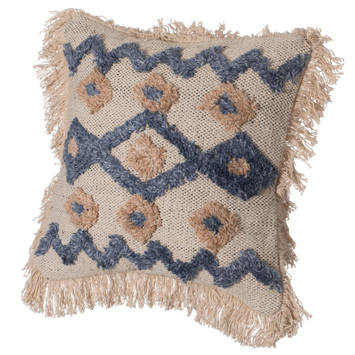 Deerlux 16" Handwoven Cotton Silk Throw Pillow Cover Zig Zag Fringed Design Image 9