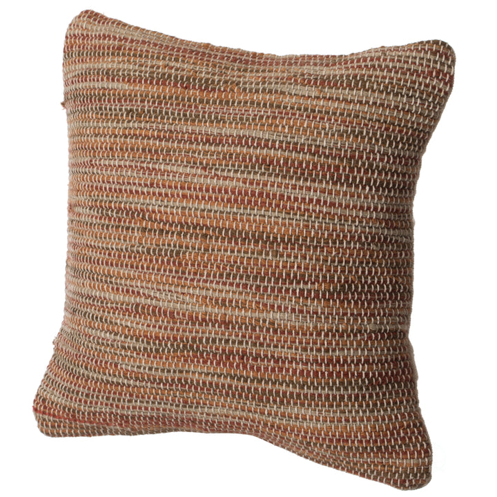 16" Handwoven Wool and Cotton Throw Pillow Cover with Woven Knit Texture Image 10