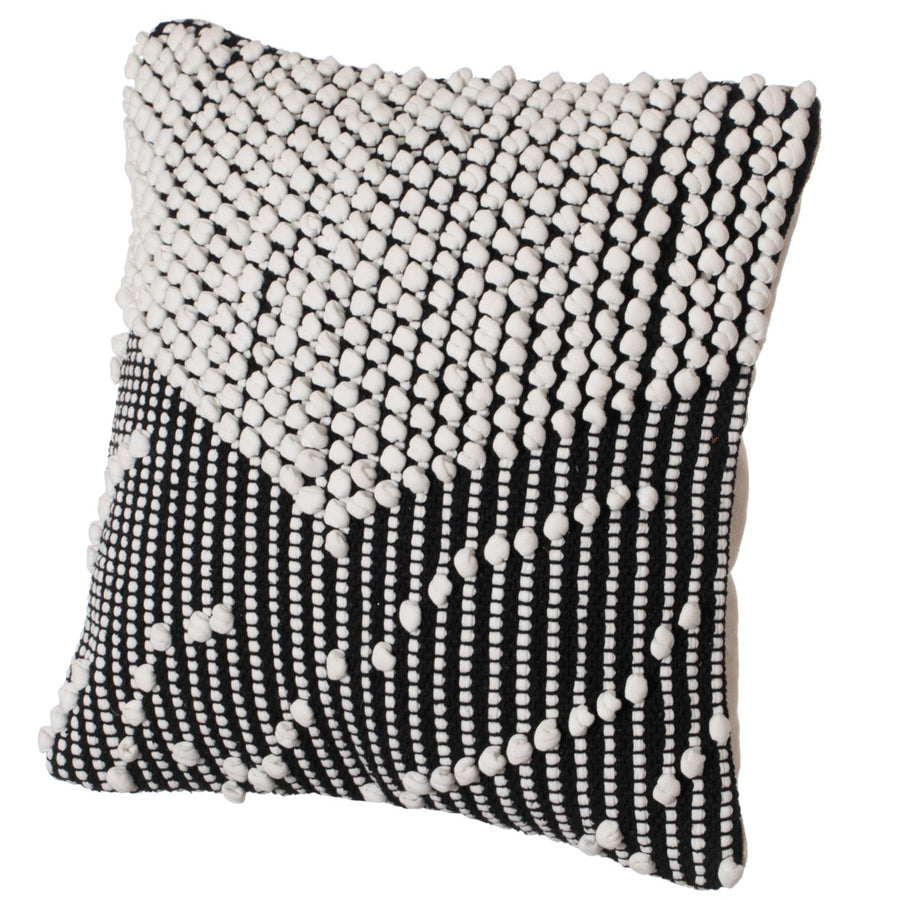 16" Decorative Handwoven Cotton Throw Pillow Cover with Embossed Dots Image 1
