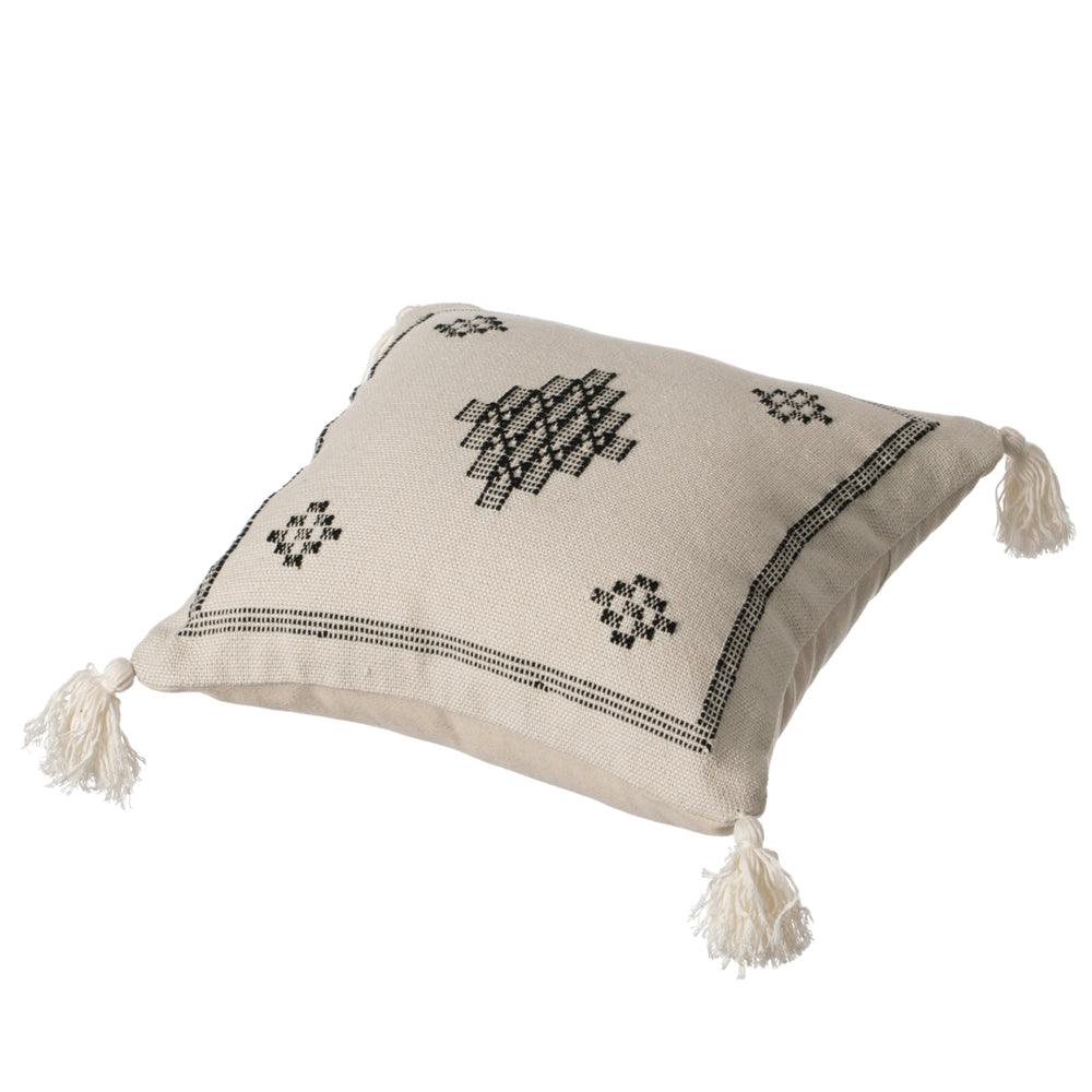 16" Throw Pillow Cover with Southwest Tribal Pattern and Corner Tassels Image 2