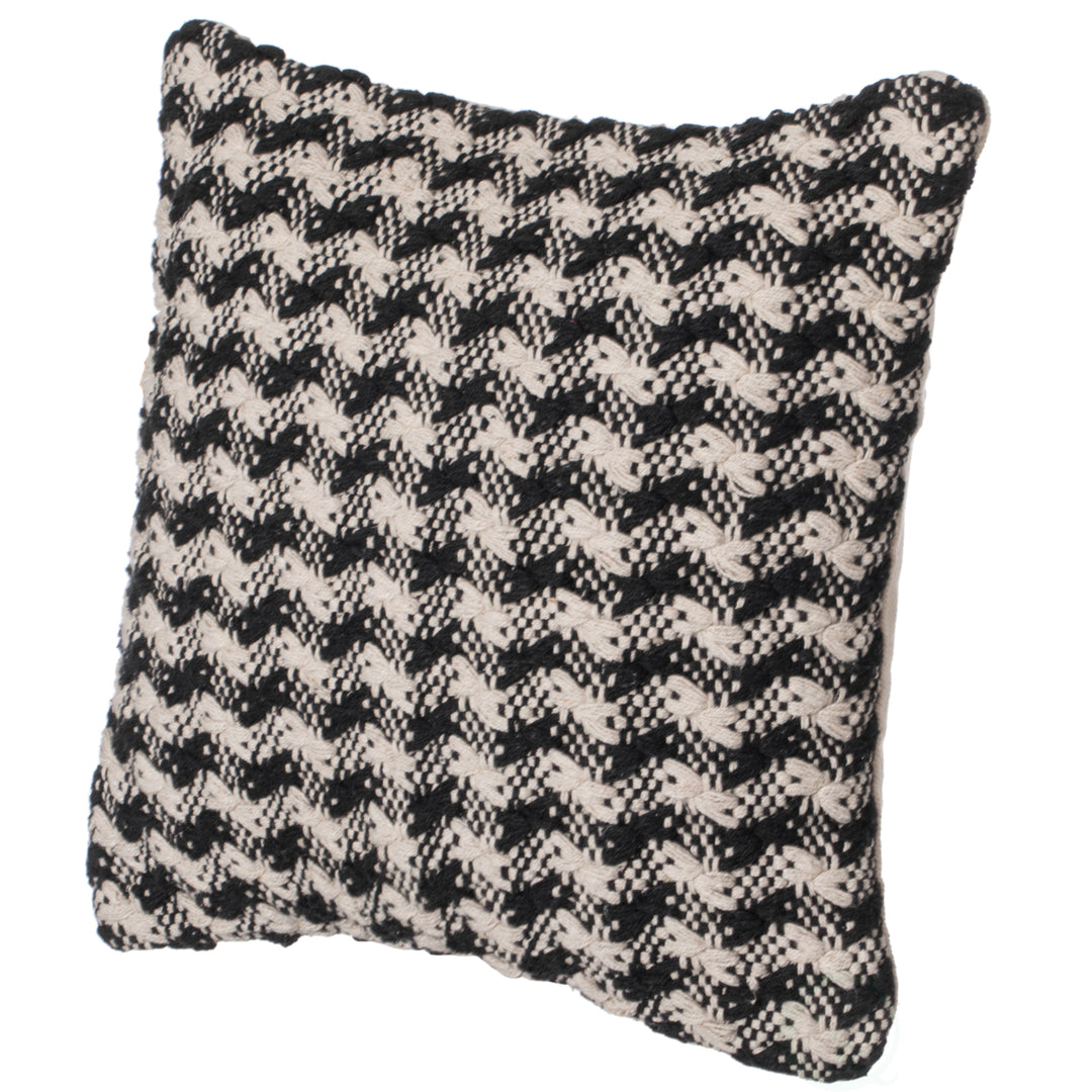 Deerlux 16" Handwoven Cotton Throw Pillow Cover Black White Chevron Gingham Image 2