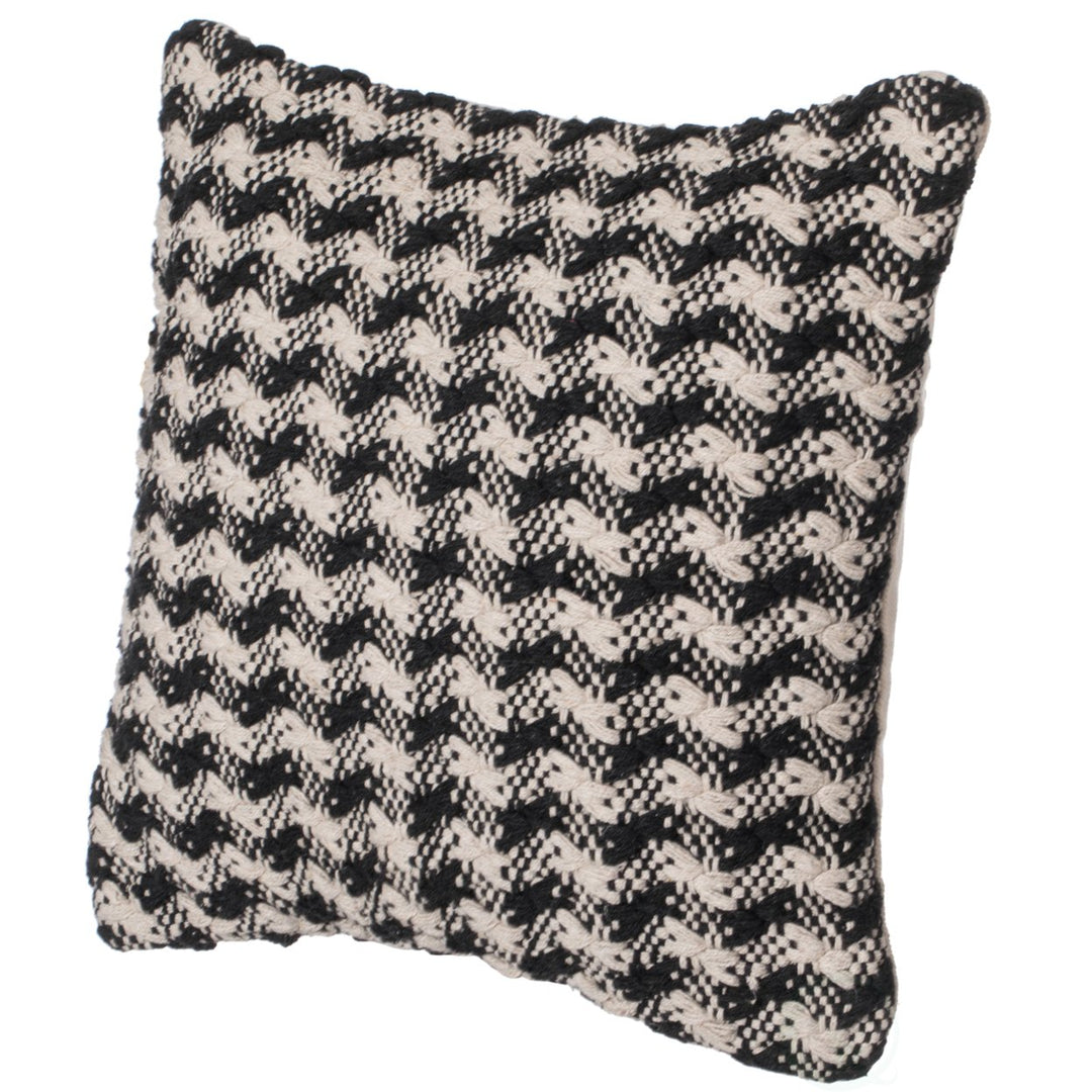 Deerlux 16" Handwoven Cotton Throw Pillow Cover Black White Chevron Gingham Image 8