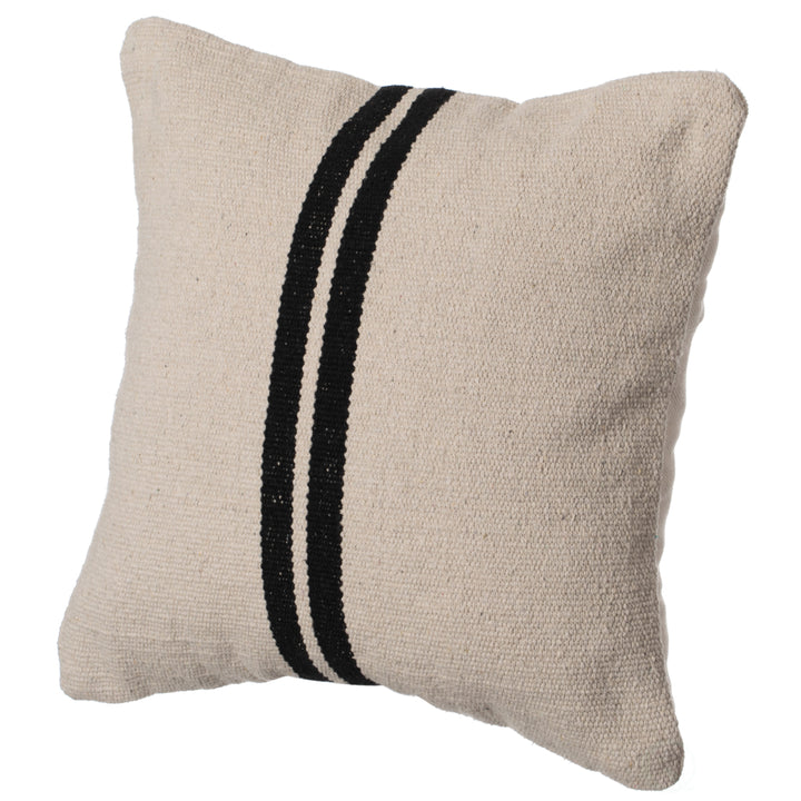 16" Handwoven Cotton Throw Pillow Cover Flat Natural Design Image 1