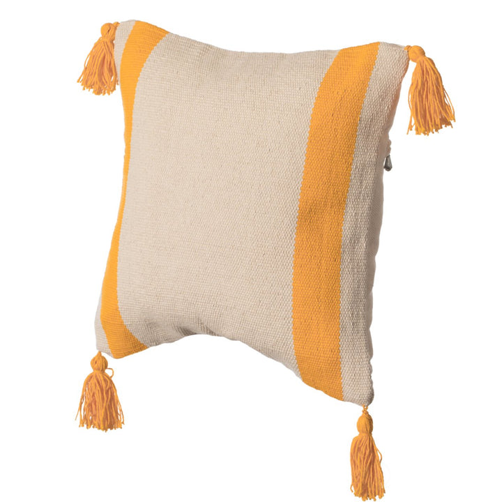 Deerlux 16 Inch Handwoven Cotton Throw Pillow Cover with Side Stripes Image 1