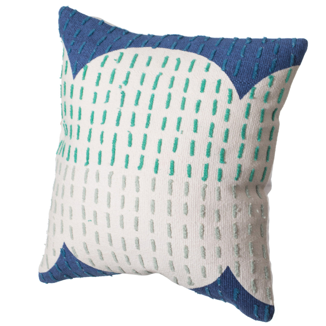 Deerlux 16" Handwoven Cotton Throw Pillow Cover Ribbed Dots Wave Border Rustic Image 2